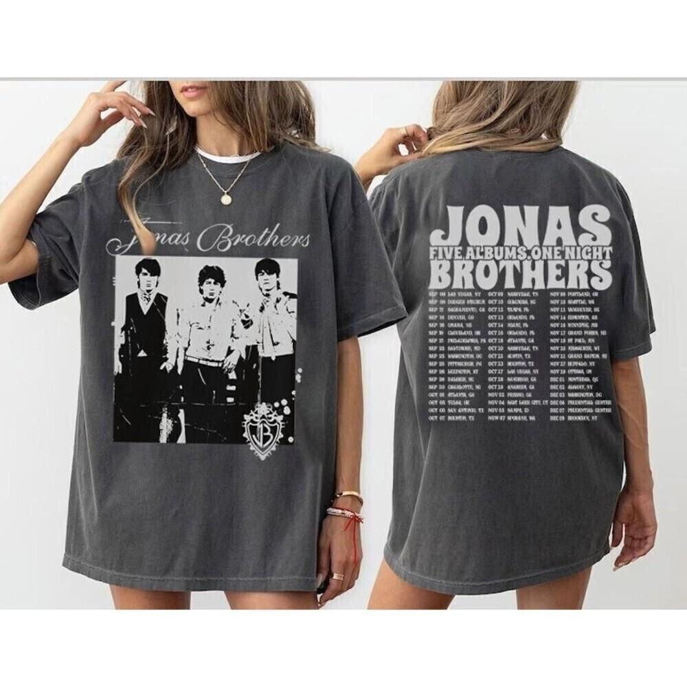 Jonas Brothers Five Albums One Night 2 Sided Unisex T Shirt